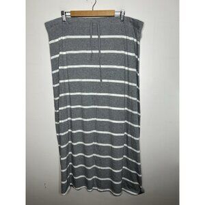Eddie Bauer Skirt Womens Gray White Striped Comfy Stretchy Long Maxi Size XXL